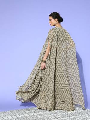 Grey printed georgette kurta sets 3
