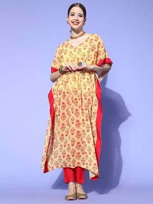 Yellow printed georgette kurta sets 1