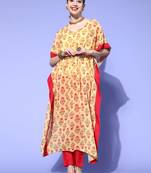 Yellow printed georgette kurta sets