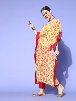 Yellow printed georgette kurta sets 2