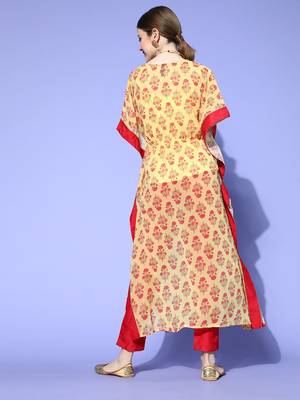 Yellow printed georgette kurta sets 3