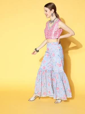 Pink printed georgette kurta sets 2