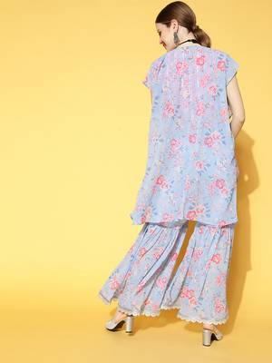 Pink printed georgette kurta sets 3