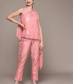 Pink printed georgette kurta sets