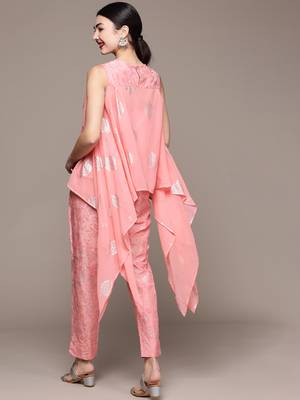 Pink printed georgette kurta sets 3