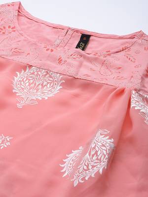 Pink printed georgette kurta sets 4