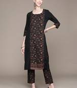 Black printed crepe kurta sets