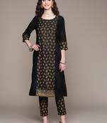 Black printed crepe kurta sets