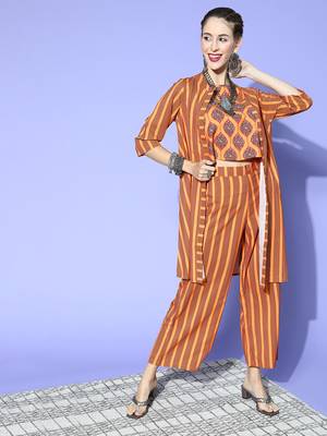 Mustard printed crepe kurta sets 1