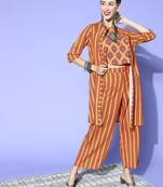 Mustard printed crepe kurta sets