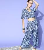 Navy-blue printed crepe kurta sets