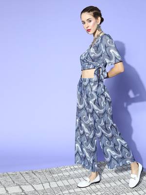 Navy-blue printed crepe kurta sets 2