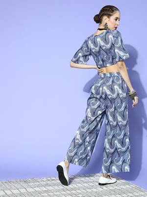 Navy-blue printed crepe kurta sets 3