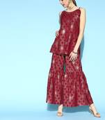 Maroon printed crepe kurta sets