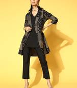 Black printed art silk kurta sets