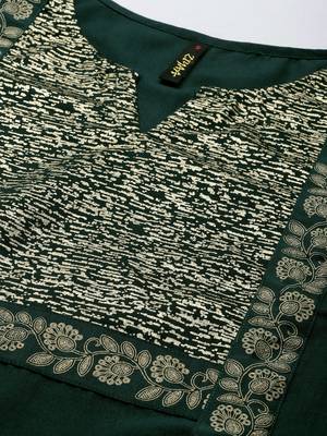 Green printed art silk kurta sets 4