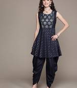 Blue printed art silk kurta sets