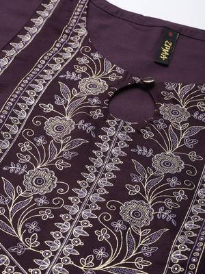 Purple printed art silk kurta sets 4