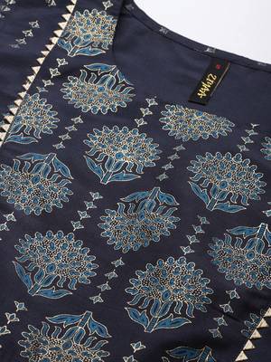 Blue printed art silk kurta sets 4