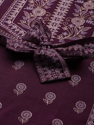 Purple printed art silk kurta sets 4