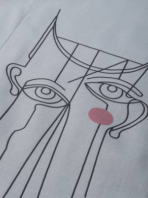 Grey printed art silk kurta sets 4