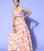 Orange printed art silk kurta sets