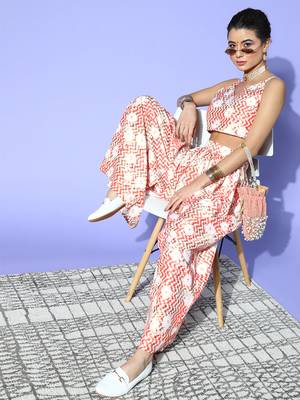 Orange printed art silk kurta sets 5