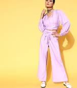 Lavender plain art silk kurta sets