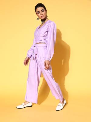 Lavender plain art silk kurta sets 2