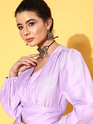 Lavender plain art silk kurta sets 4