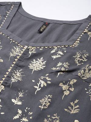 Grey printed art silk kurta sets 4