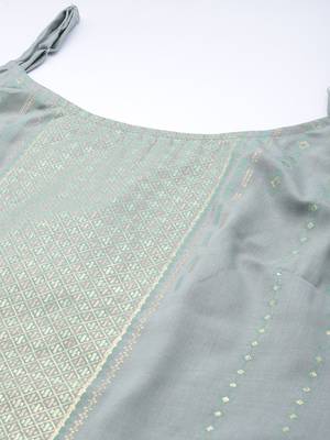 Grey printed art silk kurta sets 4