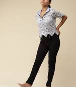 Blue Schiffli Polo T-Shirt With Camisole by LABEL