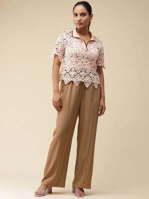 Pink Schiffli Polo T-Shirt With Camisole by LABEL 1