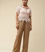 Pink Schiffli Polo T-Shirt With Camisole by LABEL