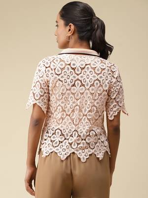 Pink Schiffli Polo T-Shirt With Camisole by LABEL 3