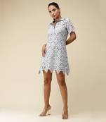 Blue Schiffli Polo T-Shirt Dress With Camisole by LABEL