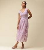 Lavender Embridered Maxi Dress by LABEL