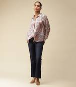 Pink Printed Asymmetric Satin Shirt