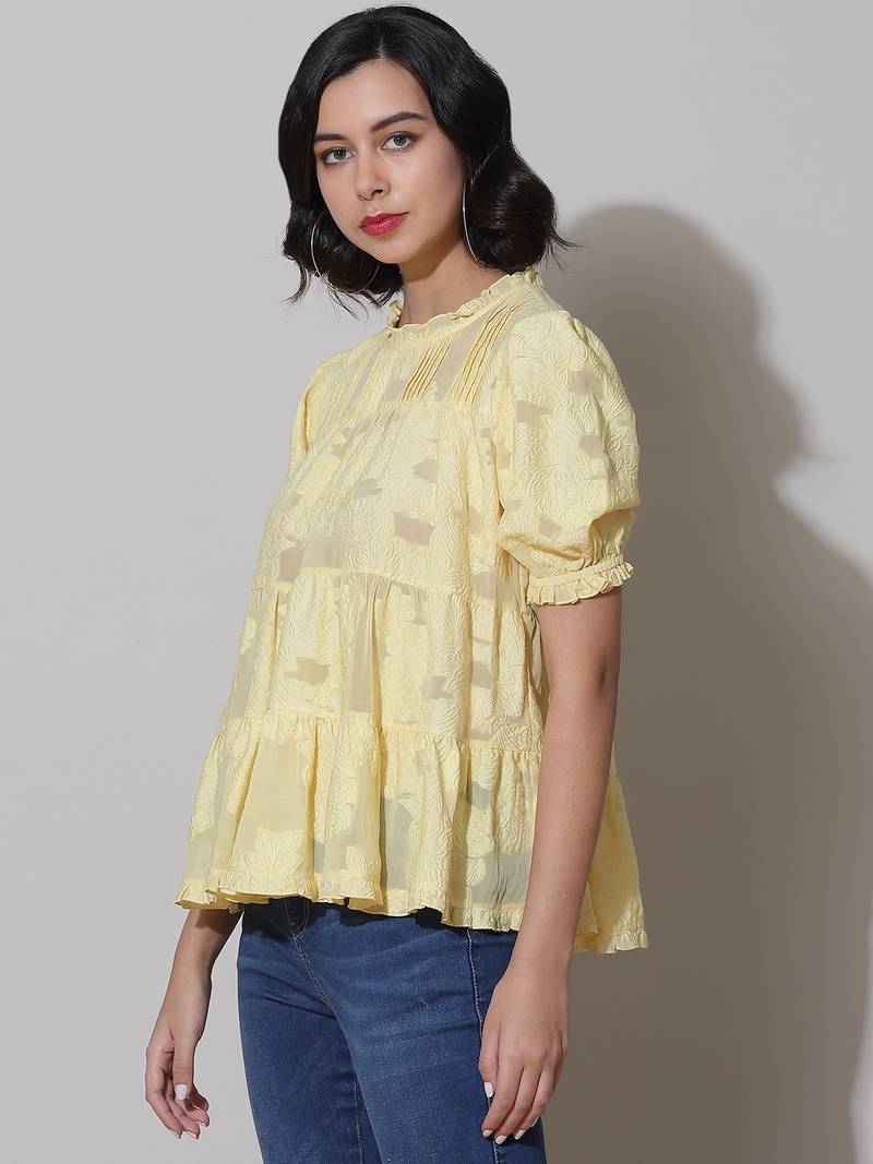 Yellow Jacquard Top