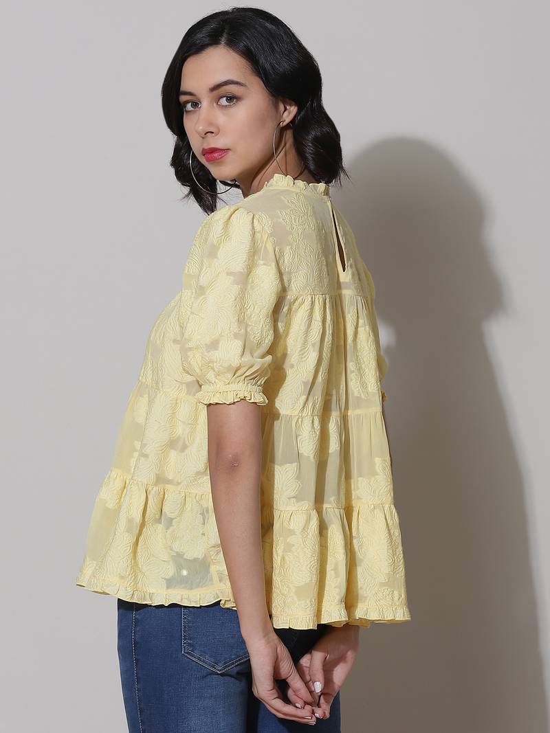 Yellow Jacquard Top