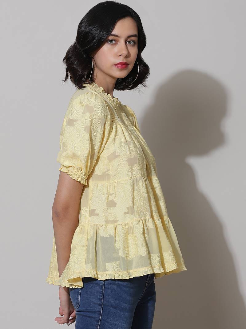 Yellow Jacquard Top