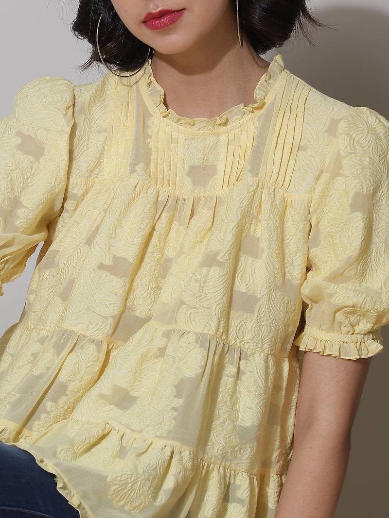 Yellow Jacquard Top