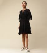 Black Tie Up Short Dress
