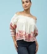 Pink Off Shoulder Printed Top