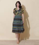 Teal Printed Maxi Dress by LABEL