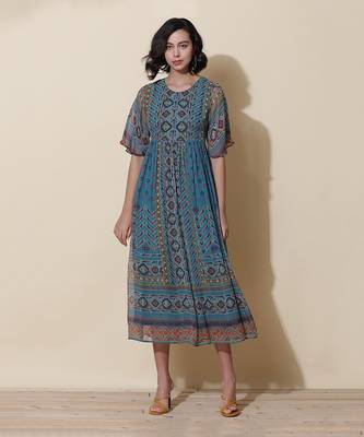 Teal Floral Printed Maxi Dress by LABEL 1