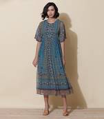 Teal Floral Printed Maxi Dress by LABEL