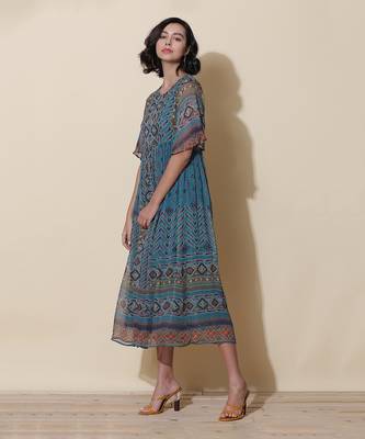 Teal Floral Printed Maxi Dress by LABEL 2