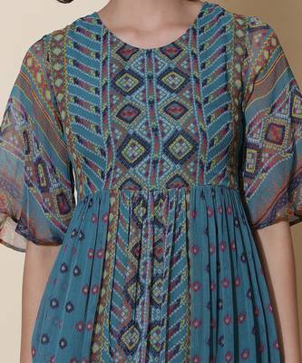 Teal Floral Printed Maxi Dress by LABEL 5